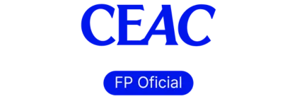 Logotipo oficial de CEAC FP, institución educativa con la que mantenemos un convenio de colaboración para la formación de becarios en Barcelona. Alianza estratégica enfocada en el desarrollo del talento joven, ofreciendo prácticas profesionales tutorizadas en el sector informático y tecnológico local.